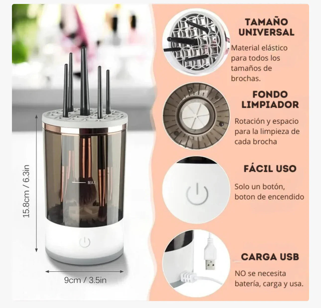 MINI LAVADORA DE BROCHAS DE MAQUILLAJE